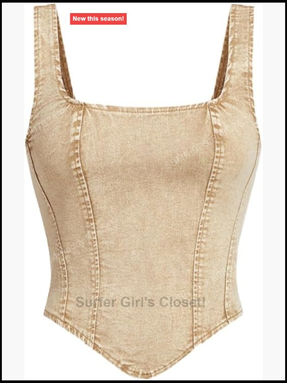 Women's Denim Corset Tank Top Crop Sleeveless Zip Up Back - Y2K Streetwear